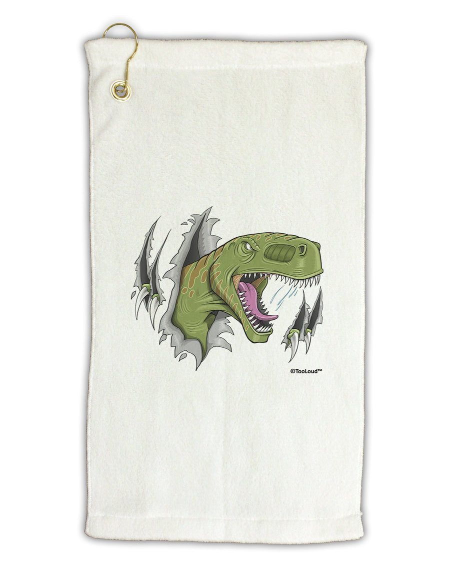 Green Dinosaur Breaking Free Micro Terry Gromet Golf Towel 16 x 25 inch by TooLoud-Golf Towel-TooLoud-White-Davson Sales