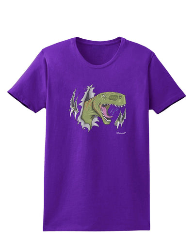 Green Dinosaur Breaking Free Womens Dark T-Shirt by TooLoud-Womens T-Shirt-TooLoud-Purple-X-Small-Davson Sales