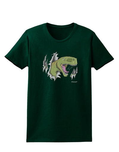 Green Dinosaur Breaking Free Womens Dark T-Shirt by TooLoud-Womens T-Shirt-TooLoud-Forest-Green-Small-Davson Sales