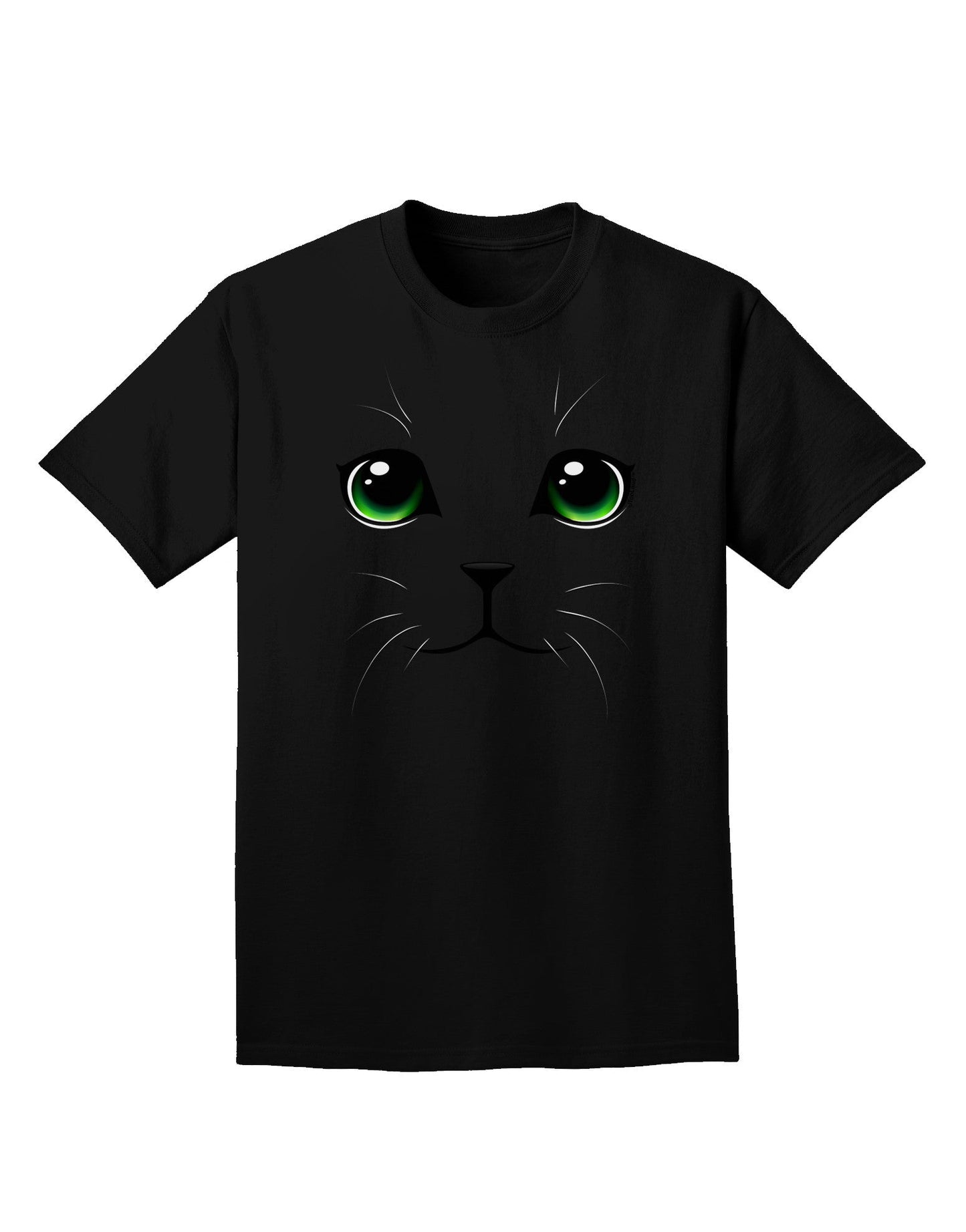 Green-Eyed Cute Cat Face Adult Dark T-Shirt-Mens T-Shirt-TooLoud-Black-Small-Davson Sales