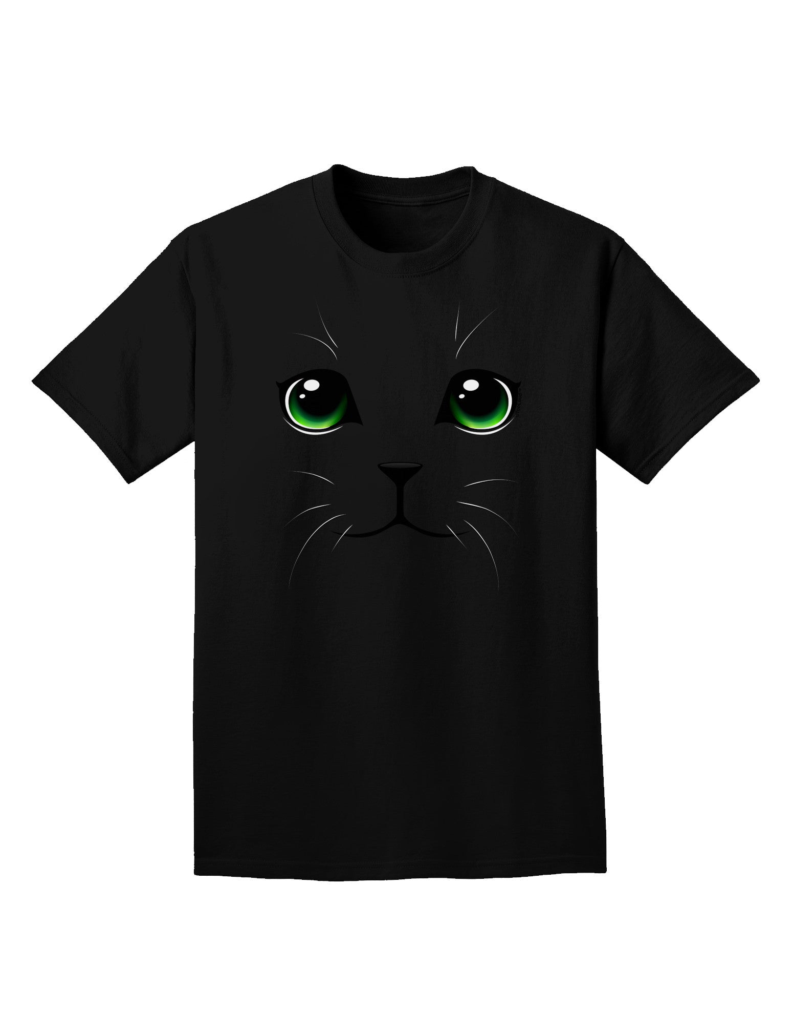 Green-Eyed Cute Cat Face Adult Dark T-Shirt-Mens T-Shirt-TooLoud-Black-Small-Davson Sales