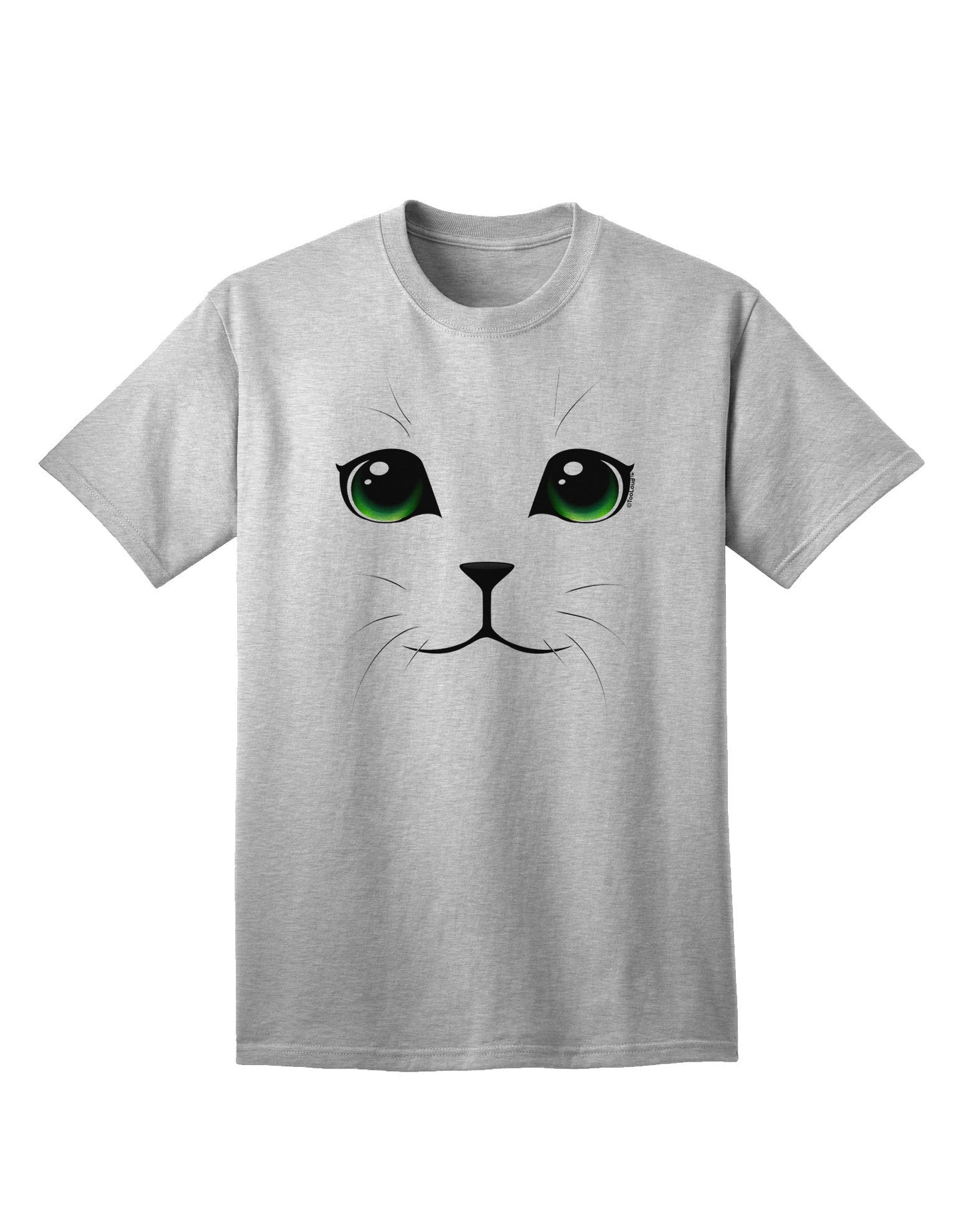 Green-Eyed Cute Cat Face Adult T-Shirt-Mens T-Shirt-TooLoud-AshGray-Small-Davson Sales