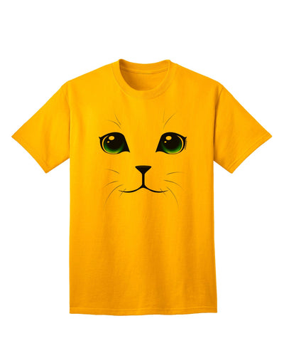 Green-Eyed Cute Cat Face Adult T-Shirt