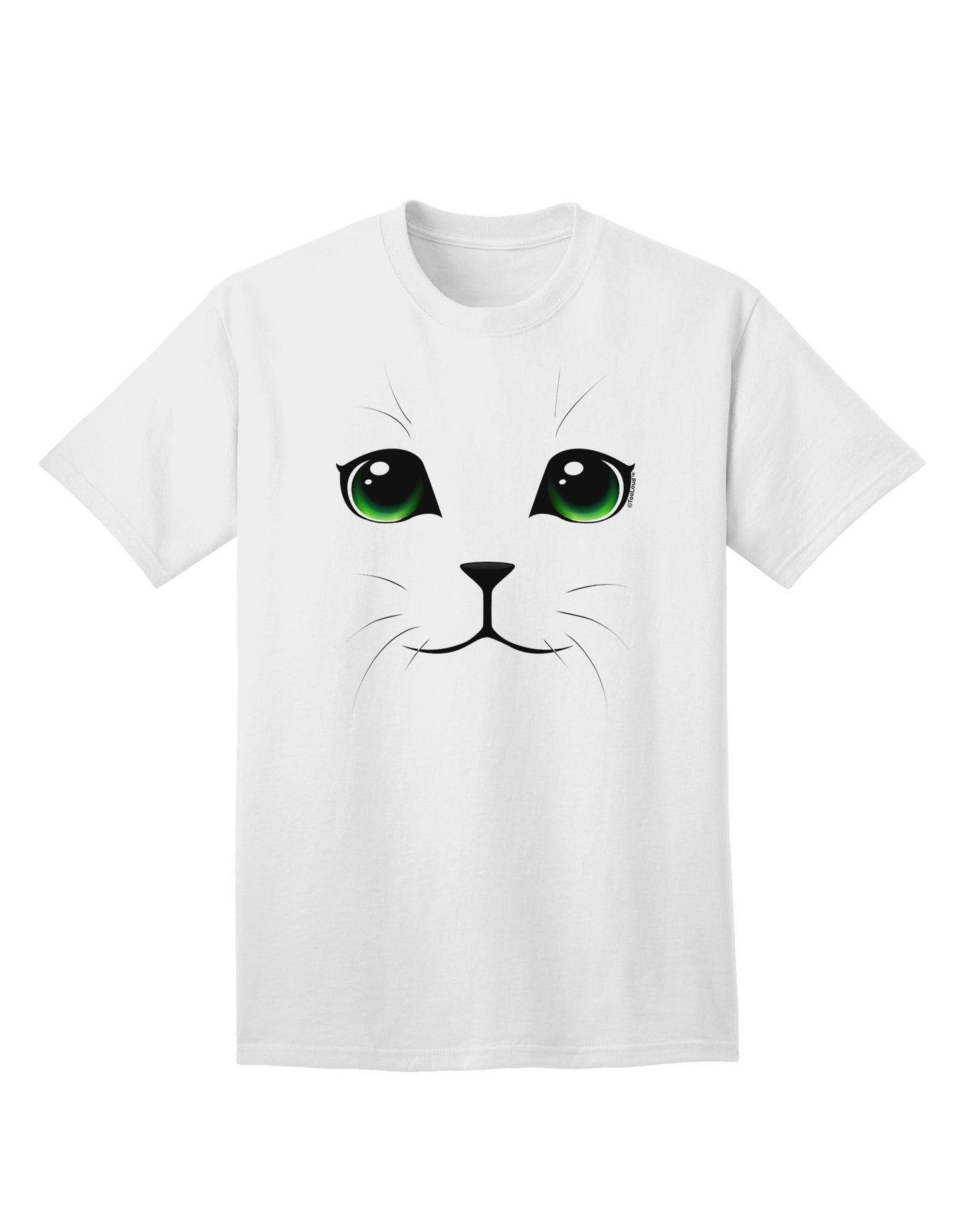 Green-Eyed Cute Cat Face Adult T-Shirt-Mens T-Shirt-TooLoud-White-Small-Davson Sales