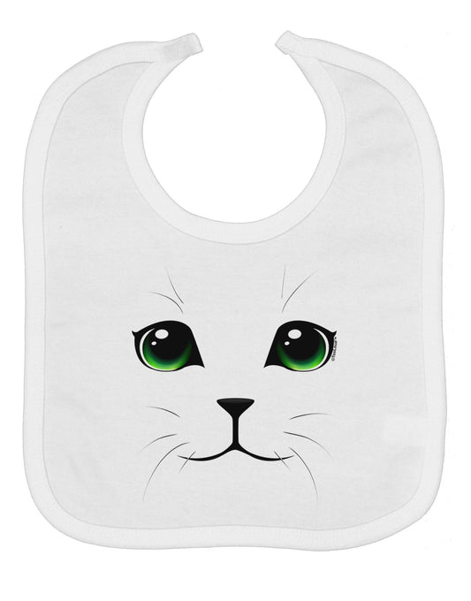 Green-Eyed Cute Cat Face Baby Bib