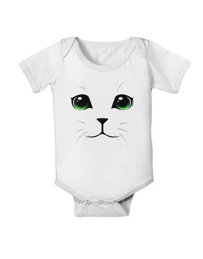 Green-Eyed Cute Cat Face Baby Romper Bodysuit-Baby Romper-TooLoud-White-06-Months-Davson Sales