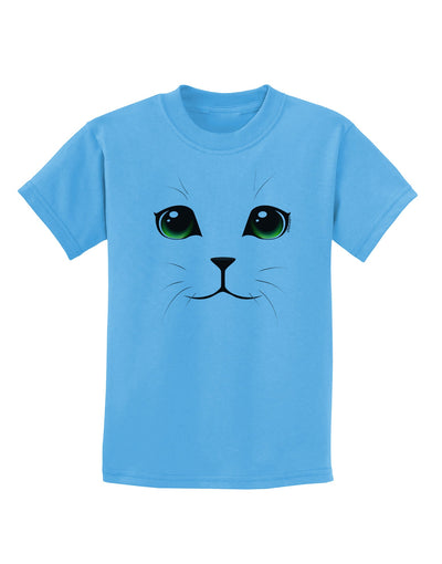 Green-Eyed Cute Cat Face Childrens T-Shirt