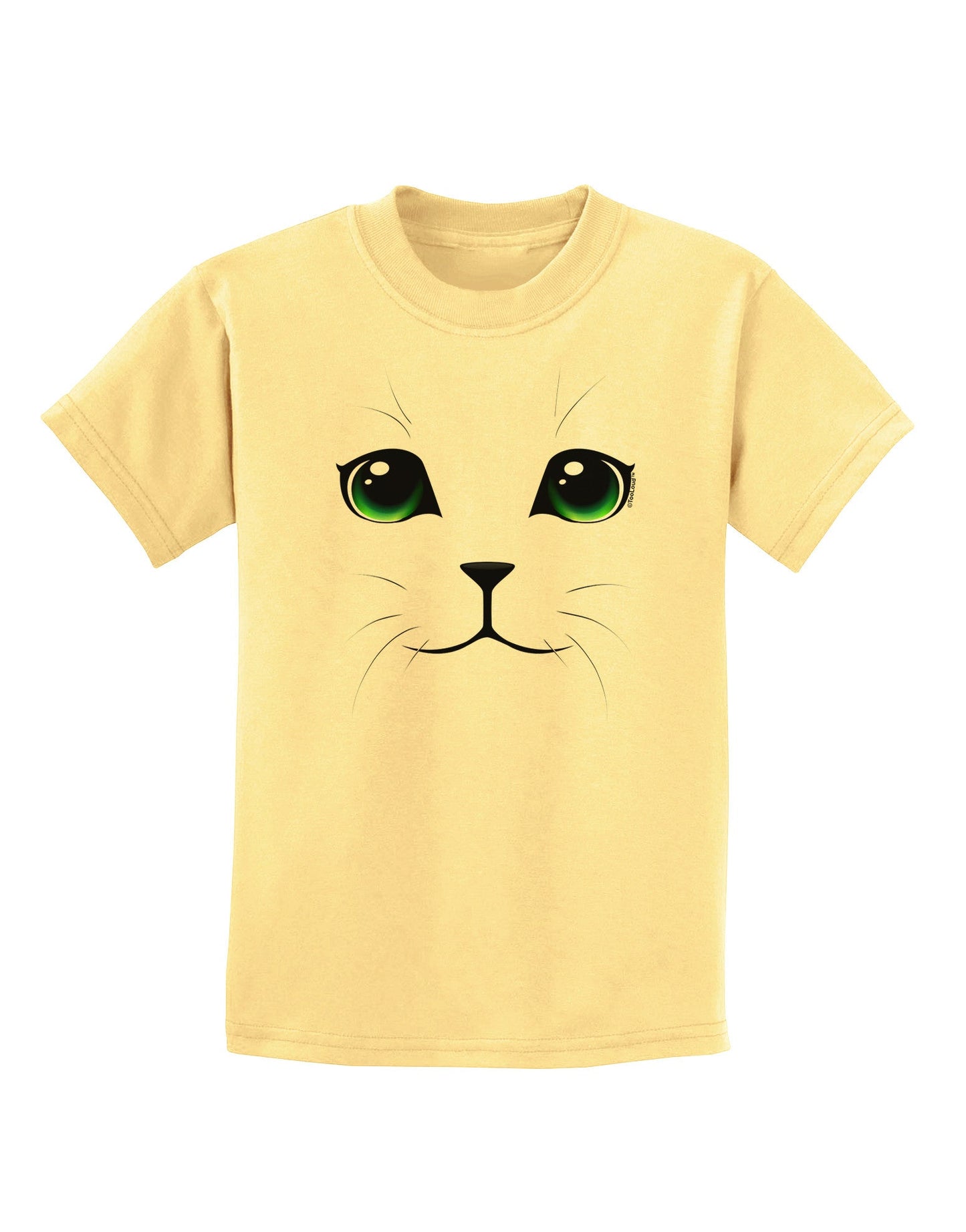 Green-Eyed Cute Cat Face Childrens T-Shirt-Childrens T-Shirt-TooLoud-Daffodil-Yellow-X-Small-Davson Sales