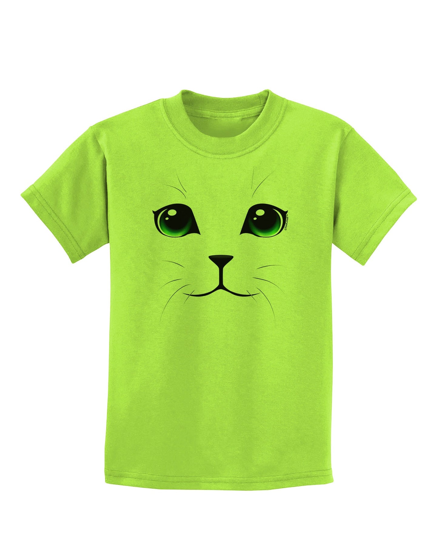 Green-Eyed Cute Cat Face Childrens T-Shirt-Childrens T-Shirt-TooLoud-Lime-Green-X-Small-Davson Sales