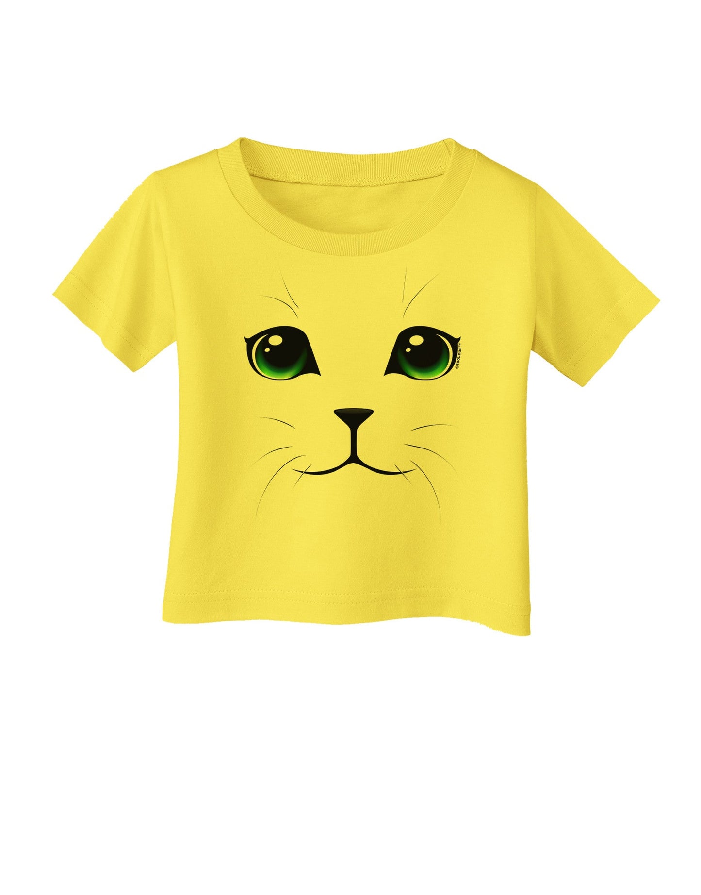 Green-Eyed Cute Cat Face Infant T-Shirt-Infant T-Shirt-TooLoud-Yellow-06-Months-Davson Sales