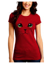 Green-Eyed Cute Cat Face Juniors Petite Crew Dark T-Shirt