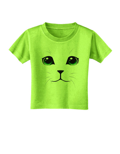 Green-Eyed Cute Cat Face Toddler T-Shirt-Toddler T-Shirt-TooLoud-Lime-Green-2T-Davson Sales