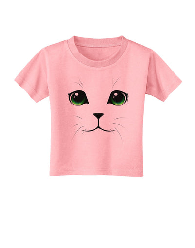 Green-Eyed Cute Cat Face Toddler T-Shirt-Toddler T-Shirt-TooLoud-Candy-Pink-2T-Davson Sales