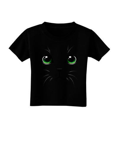 Green-Eyed Cute Cat Face Toddler T-Shirt Dark