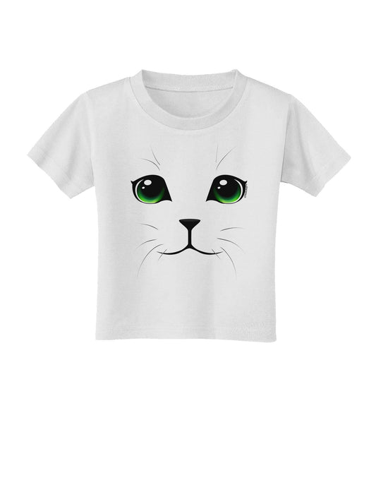 Green-Eyed Cute Cat Face Toddler T-Shirt-Toddler T-Shirt-TooLoud-White-2T-Davson Sales