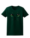 Green-Eyed Cute Cat Face Womens Dark T-Shirt-TooLoud-Forest-Green-Small-Davson Sales