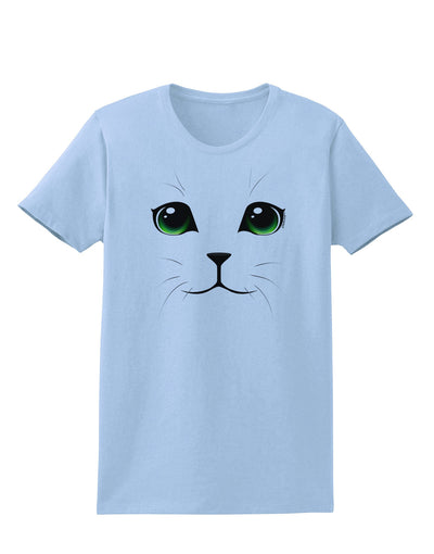 Green-Eyed Cute Cat Face Womens T-Shirt-Womens T-Shirt-TooLoud-Light-Blue-X-Small-Davson Sales