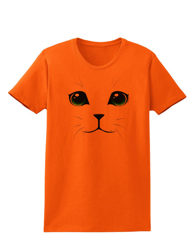 Green-Eyed Cute Cat Face Womens T-Shirt-Womens T-Shirt-TooLoud-Orange-X-Small-Davson Sales