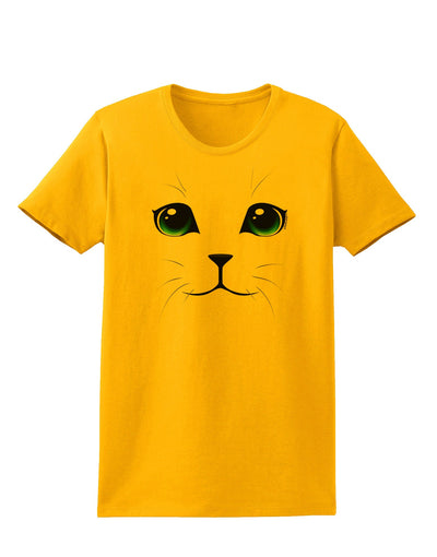 Green-Eyed Cute Cat Face Womens T-Shirt-Womens T-Shirt-TooLoud-Gold-X-Small-Davson Sales