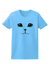Green-Eyed Cute Cat Face Womens T-Shirt-Womens T-Shirt-TooLoud-Aquatic-Blue-X-Small-Davson Sales