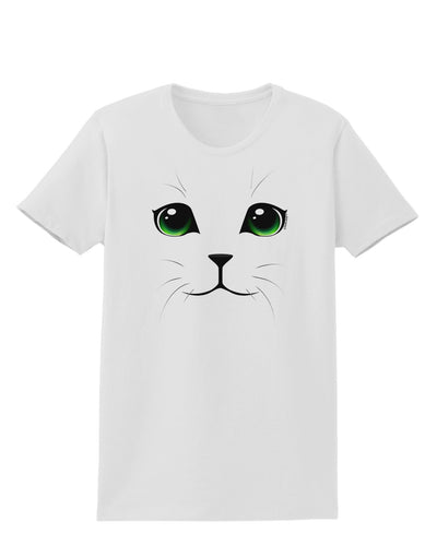 Green-Eyed Cute Cat Face Womens T-Shirt-Womens T-Shirt-TooLoud-White-X-Small-Davson Sales