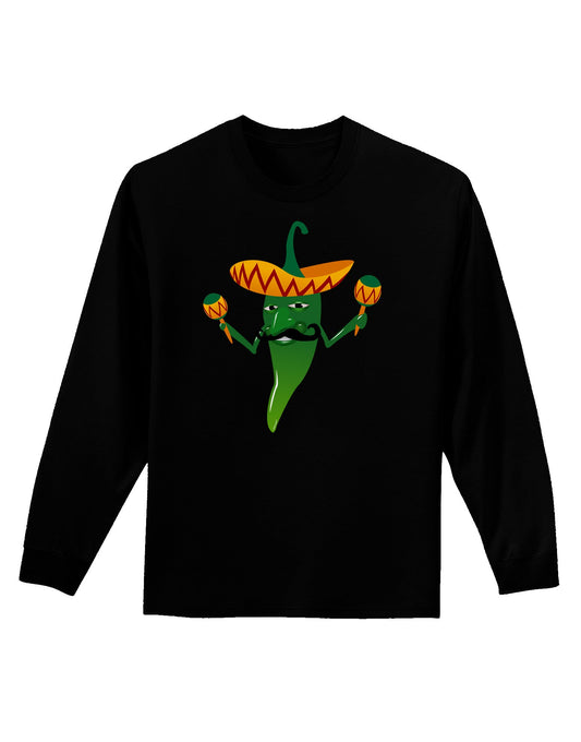 Green Hot Mexican Chili Pepper Adult Long Sleeve Dark T-Shirt-TooLoud-Black-Small-Davson Sales