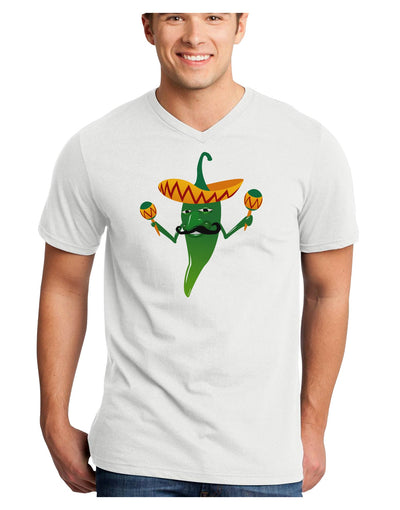 Green Hot Mexican Chili Pepper Adult V-Neck T-shirt-Mens V-Neck T-Shirt-TooLoud-White-Small-Davson Sales