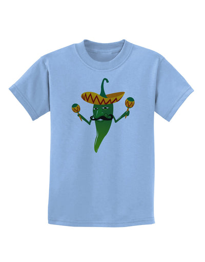 Green Hot Mexican Chili Pepper Childrens T-Shirt-Childrens T-Shirt-TooLoud-Light-Blue-X-Small-Davson Sales