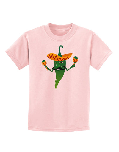 Green Hot Mexican Chili Pepper Childrens T-Shirt-Childrens T-Shirt-TooLoud-PalePink-X-Small-Davson Sales