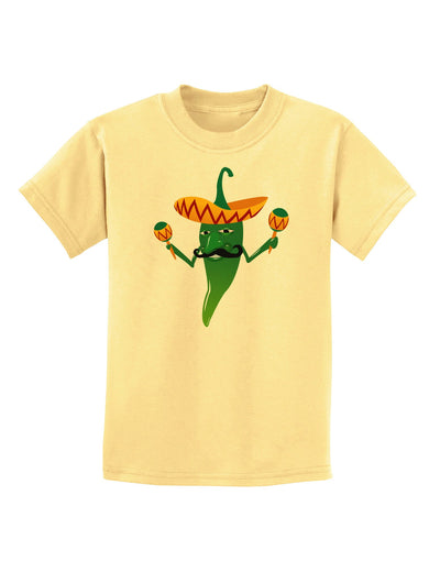 Green Hot Mexican Chili Pepper Childrens T-Shirt-Childrens T-Shirt-TooLoud-Daffodil-Yellow-X-Small-Davson Sales