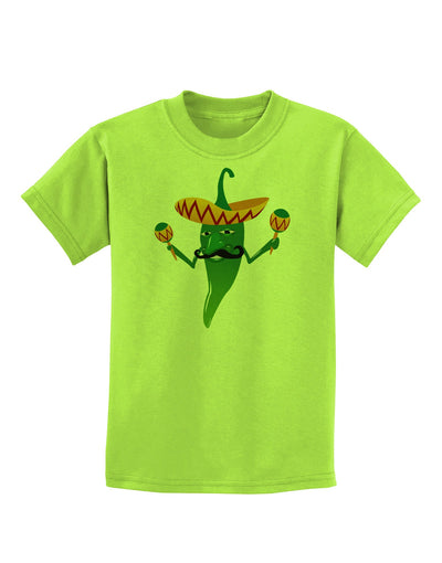 Green Hot Mexican Chili Pepper Childrens T-Shirt-Childrens T-Shirt-TooLoud-Lime-Green-X-Small-Davson Sales