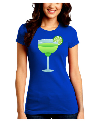 Green Margarita with Lime - Cinco de Mayo Juniors Crew Dark T-Shirt by TooLoud-T-Shirts Juniors Tops-TooLoud-Royal-Blue-Juniors Fitted Small-Davson Sales