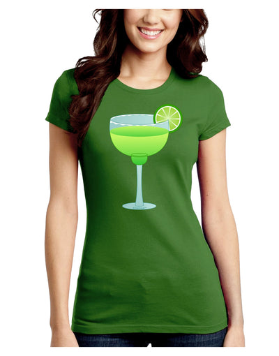 Green Margarita with Lime - Cinco de Mayo Juniors Crew Dark T-Shirt by TooLoud-T-Shirts Juniors Tops-TooLoud-Kiwi-Green-Juniors Fitted X-Small-Davson Sales