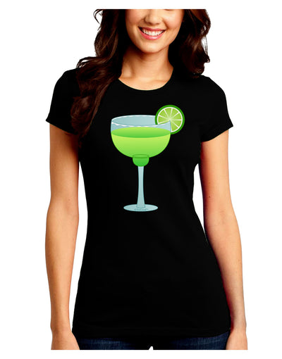 Green Margarita with Lime - Cinco de Mayo Juniors Crew Dark T-Shirt by TooLoud-T-Shirts Juniors Tops-TooLoud-Black-Juniors Fitted Small-Davson Sales