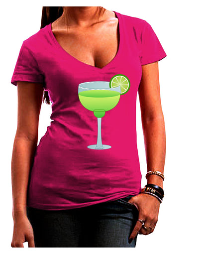 Green Margarita with Lime - Cinco de Mayo Juniors V-Neck Dark T-Shirt by TooLoud-Womens V-Neck T-Shirts-TooLoud-Hot-Pink-Juniors Fitted Small-Davson Sales