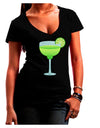 Green Margarita with Lime - Cinco de Mayo Juniors V-Neck Dark T-Shirt by TooLoud-Womens V-Neck T-Shirts-TooLoud-Black-Juniors Fitted Small-Davson Sales