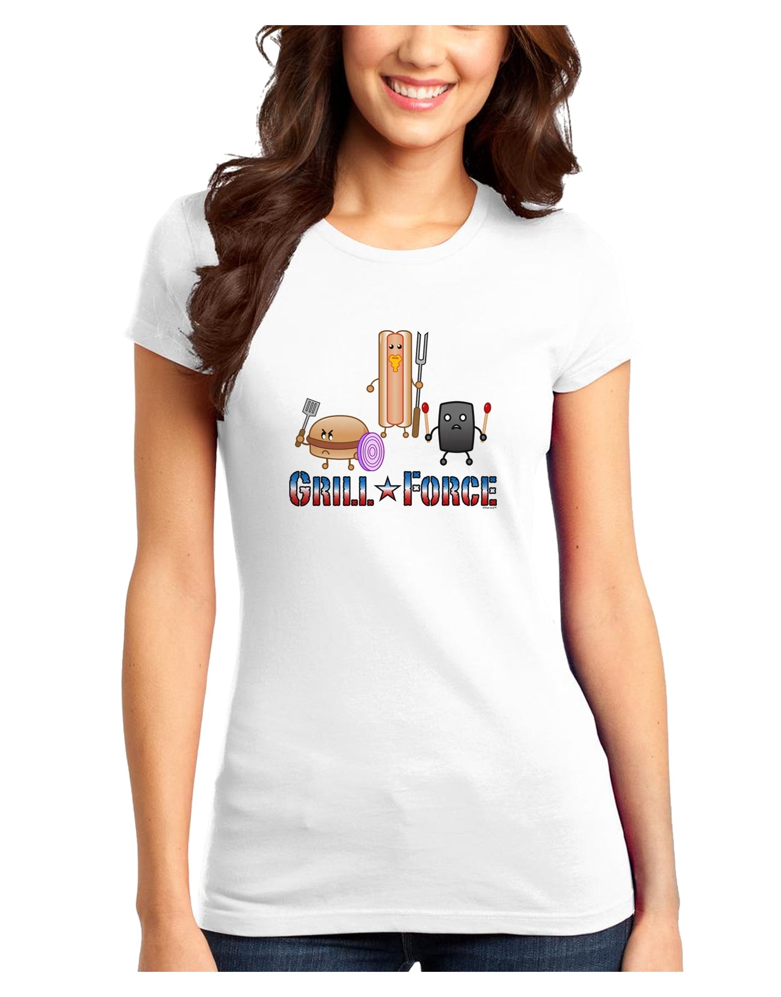 Grill Force Juniors T-Shirt-Womens Juniors T-Shirt-TooLoud-White-Juniors Fitted XS-Davson Sales