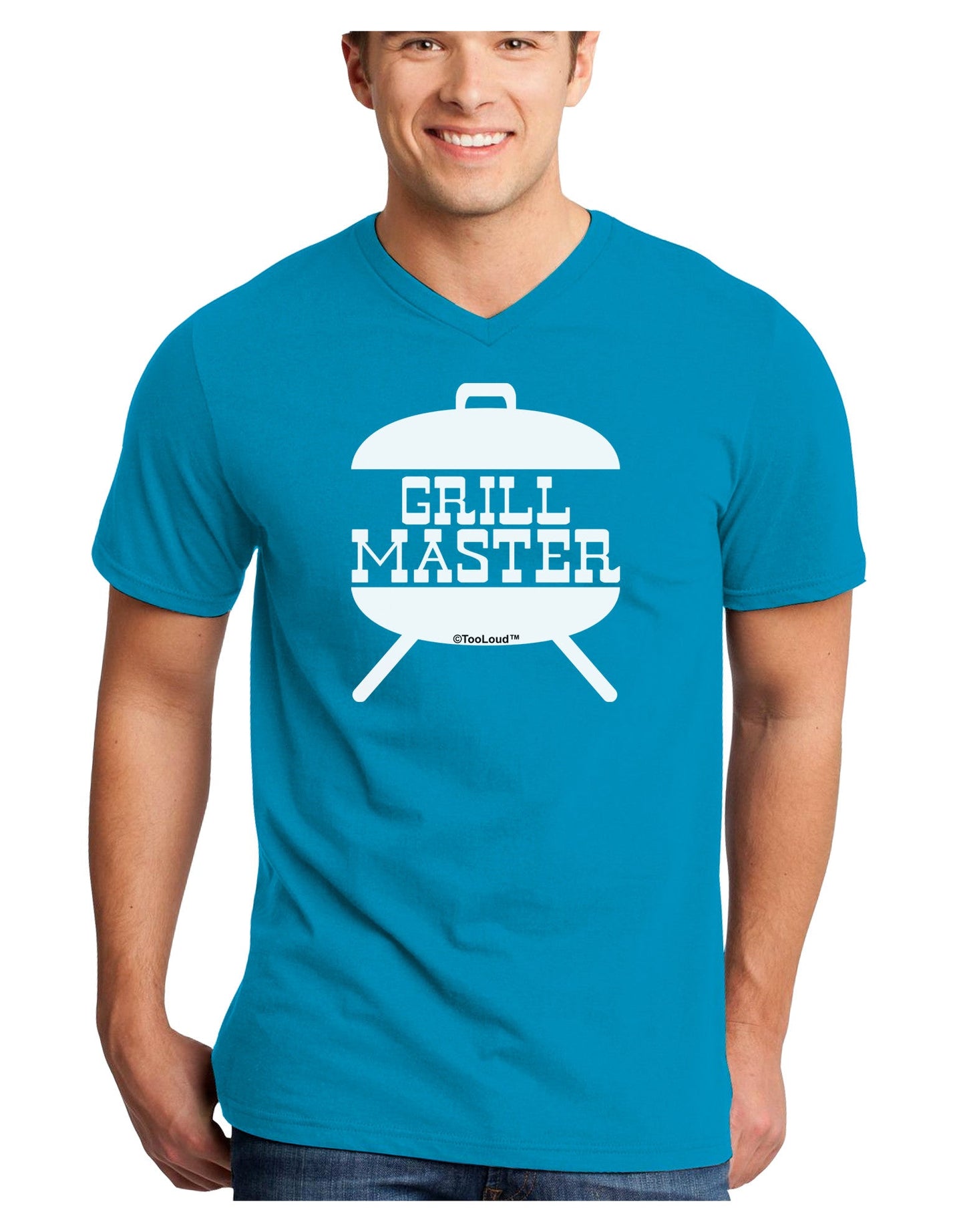 Grill Master Grill Design Adult Dark V-Neck T-Shirt-Mens V-Neck T-Shirt-TooLoud-Turquoise-Small-Davson Sales
