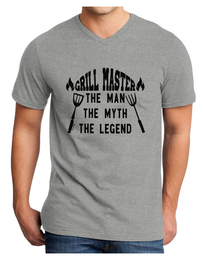 Grill Master The Man The Myth The Legend Adult V-Neck T-shirt-Mens T-Shirt-TooLoud-HeatherGray-Small-Davson Sales