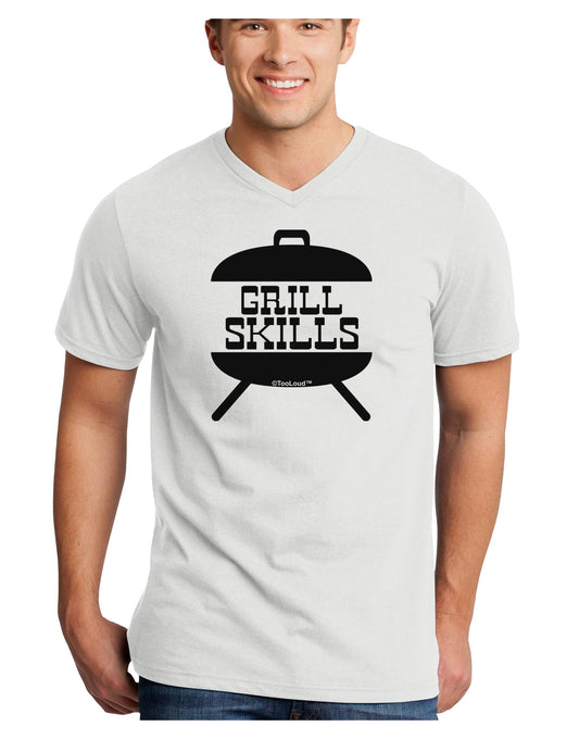 Grill Skills Grill Design Adult V-Neck T-shirt by TooLoud-Mens V-Neck T-Shirt-TooLoud-White-Small-Davson Sales