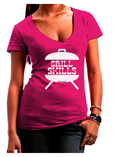 Grill Skills Grill Design Juniors V-Neck Dark T-Shirt by TooLoud-Womens V-Neck T-Shirts-TooLoud-Hot-Pink-Juniors Fitted Small-Davson Sales