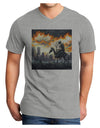 Grimm Reaper Halloween Design Adult V-Neck T-shirt-Mens T-shirts-TooLoud-HeatherGray-Small-Davson Sales