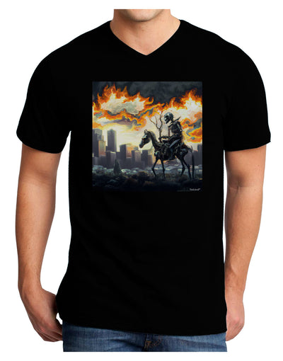 Grimm Reaper Halloween Design Adult V-Neck T-shirt-Mens T-shirts-TooLoud-Black-Small-Davson Sales