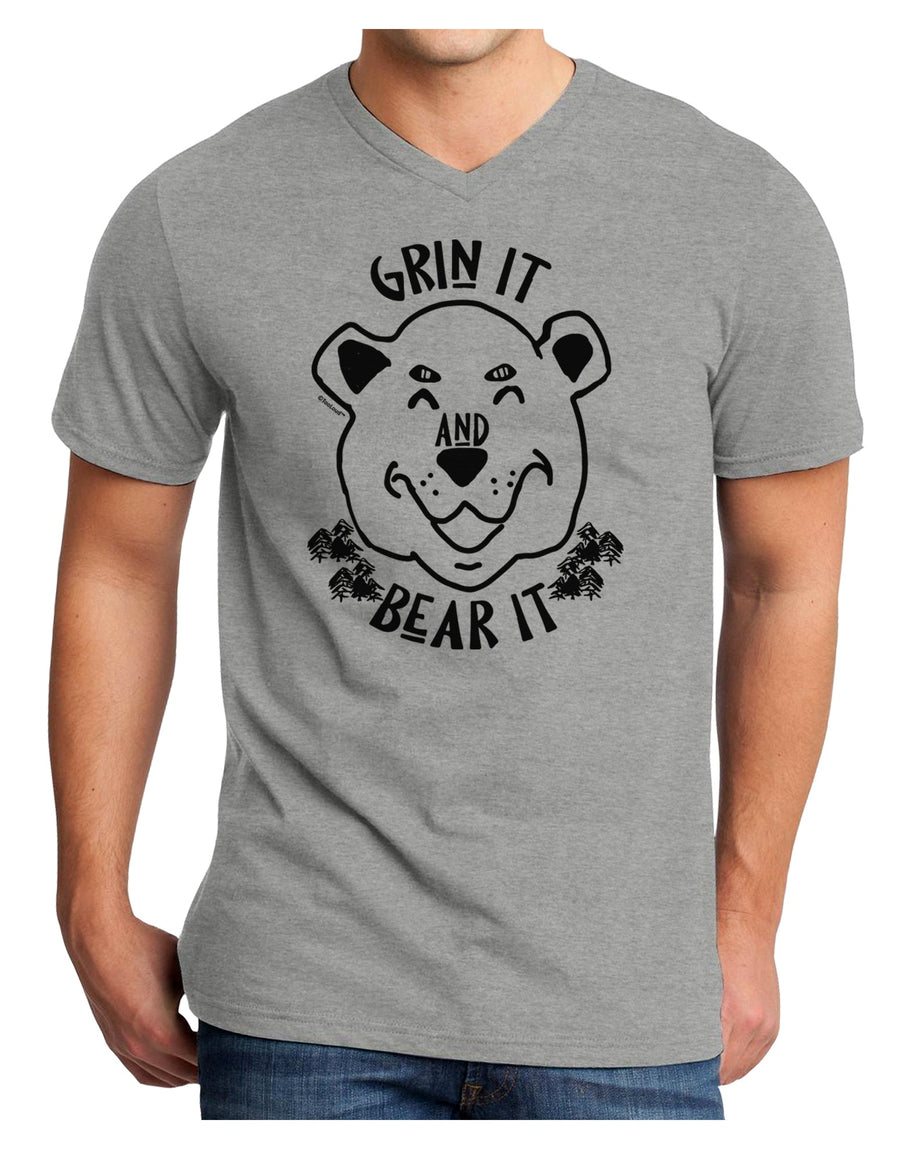 Grin and bear it Adult V-Neck T-shirt-Mens V-Neck T-Shirt-TooLoud-White-Small-Davson Sales