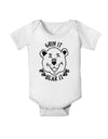 Grin and bear it  Baby Romper Bodysuit White 18 Months Tooloud