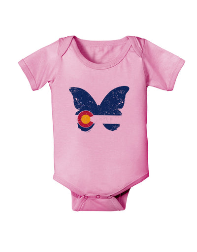 Grunge Colorado Butterfly Flag Baby Romper Bodysuit-Baby Romper-TooLoud-Pink-06-Months-Davson Sales