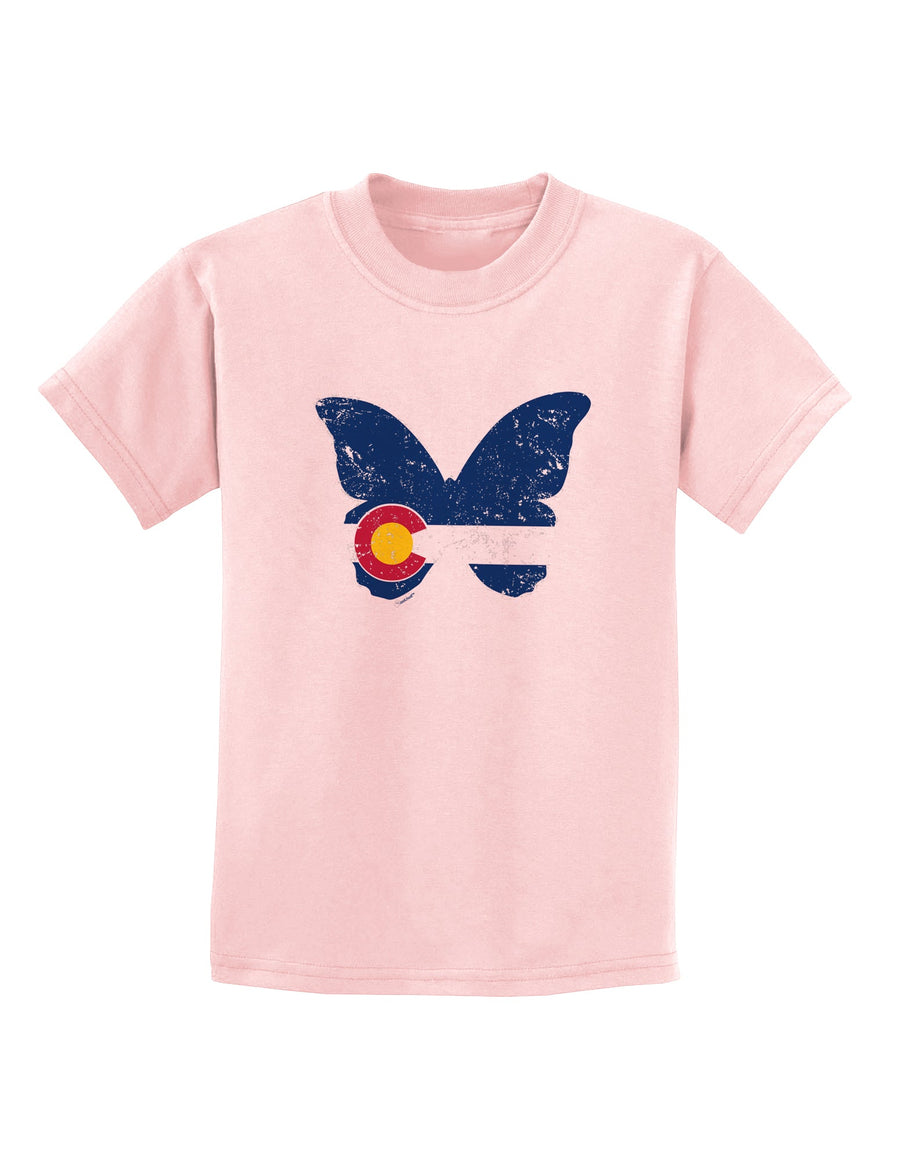 Grunge Colorado Butterfly Flag Childrens T-Shirt White XL Tooloud