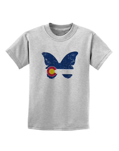 Grunge Colorado Butterfly Flag Childrens T-Shirt-Childrens T-Shirt-TooLoud-AshGray-X-Small-Davson Sales