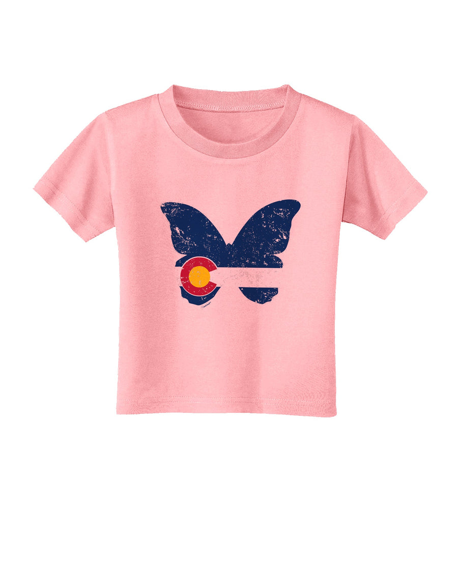 Grunge Colorado Butterfly Flag Toddler T-Shirt-Toddler T-shirt-TooLoud-White-2T-Davson Sales