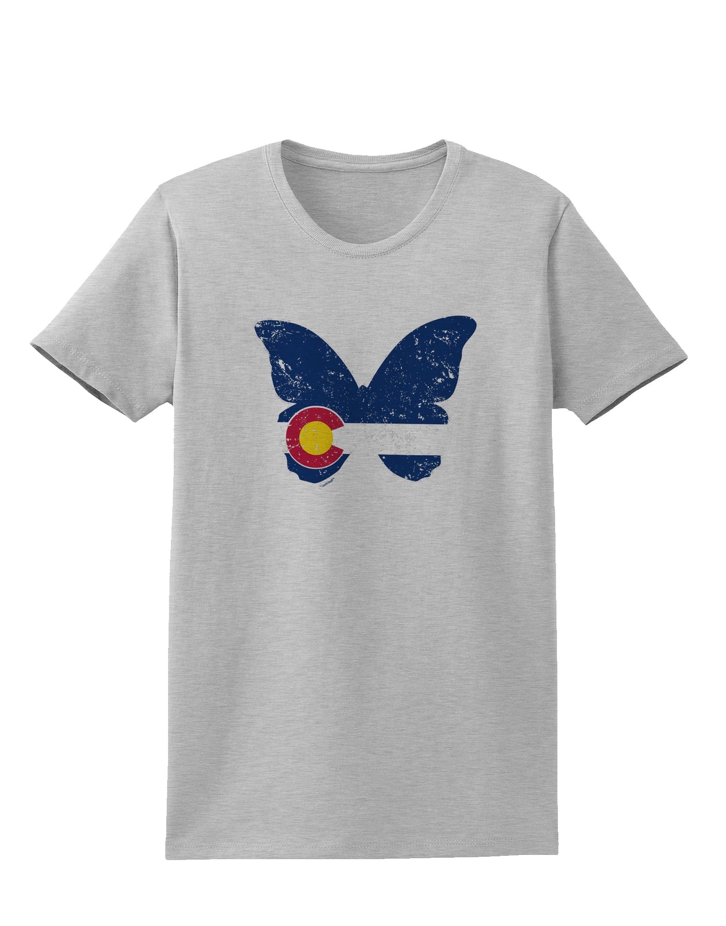 Grunge Colorado Butterfly Flag Womens T-Shirt-Womens T-Shirt-TooLoud-AshGray-X-Small-Davson Sales